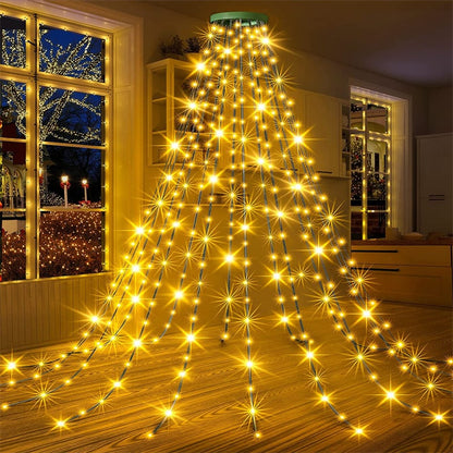 🎄Last Day 49% OFF - 🔥Christmas Tree Waterfall Lights with Ring