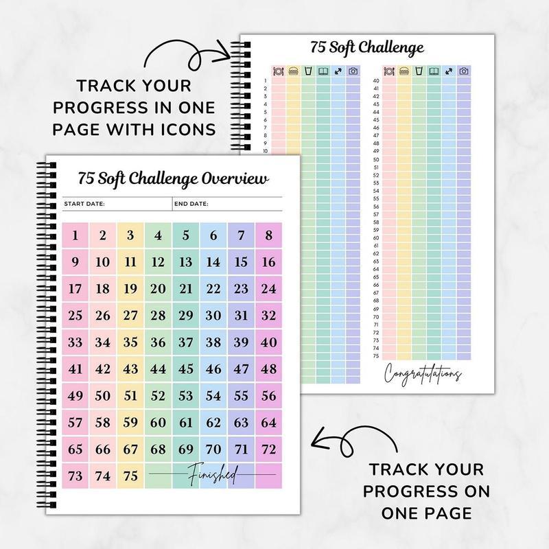 75-Day Soft Challenge Planner: Goal & Habit Tracker with Daily & Weekly Pages