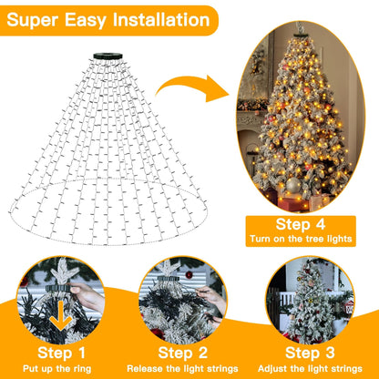 🎄Last Day 49% OFF - 🔥Christmas Tree Waterfall Lights with Ring